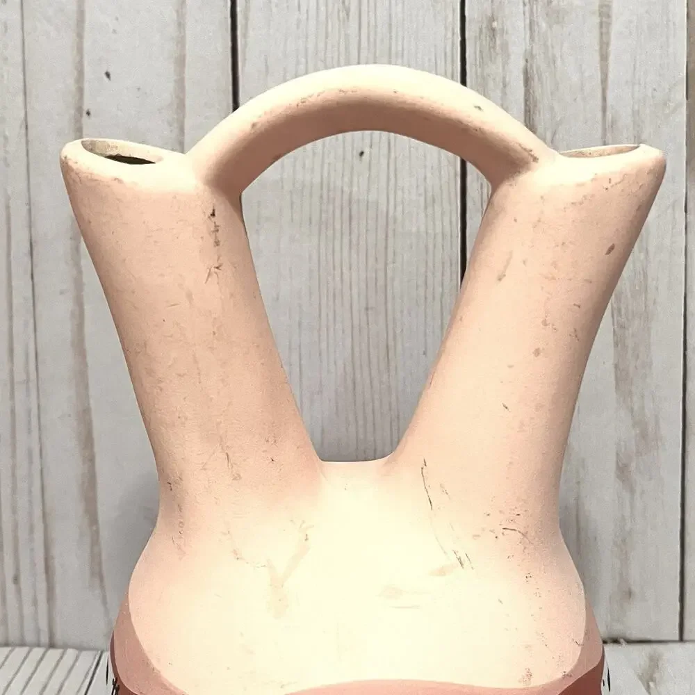 Vintage Southwestern Hand Painted Clay Pottery Wedding Vase 1980's TESA